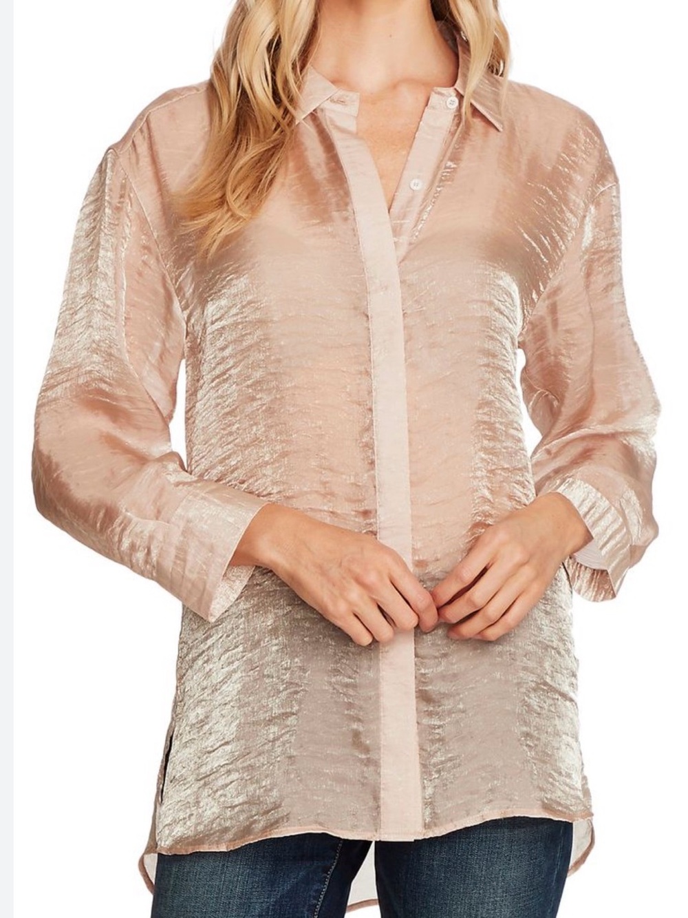 Vince Camuto Blush Shimmer Button-Down Shirt